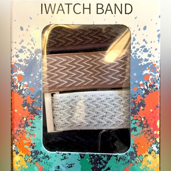 5 Fit bit watch bands. 4 pack of stretch nylon and 1 Nylon NATO band. NWT. - Picture 2 of 7